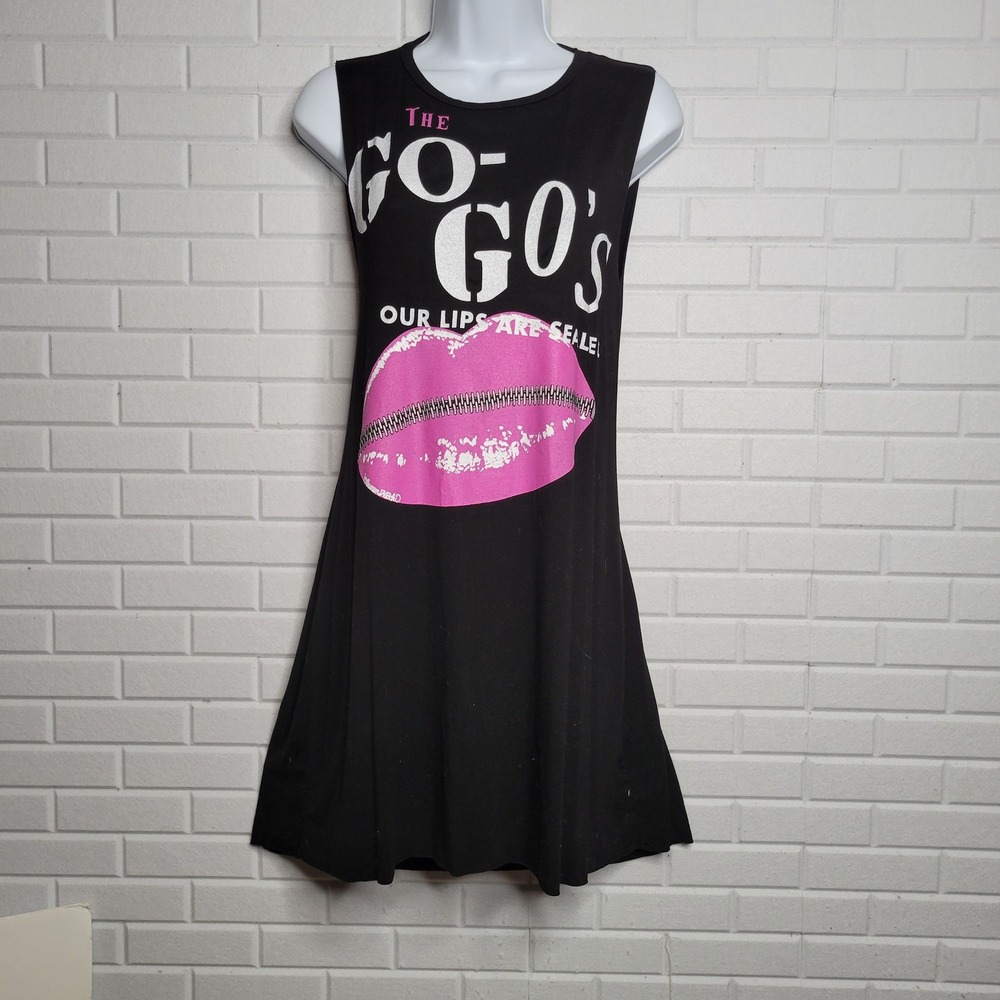 Lauren Moshi The Go-Go's Band Tee Deanna T-shirt Dress Sz S Our Lips Are Sealed - Picture 2 of 13